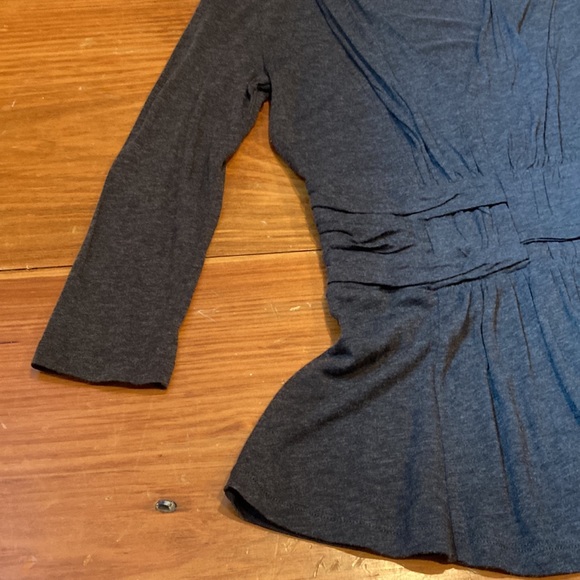 ETT TWA XS Charcoal Wool Give & Gather Top Basketweave Pleats 3/4 Sleeve - Picture 6 of 6